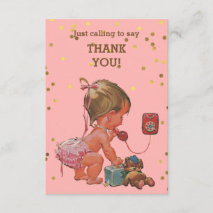 Bébé vintage de confettis d'or sur le Merci de