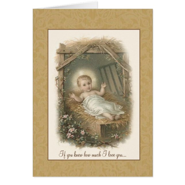 Bébé vintage Jésus dans Manger (Devant)