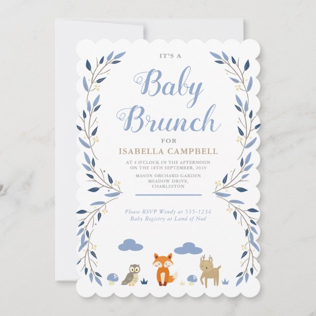 Bébé Woodland Brunch Invitation (Devant)