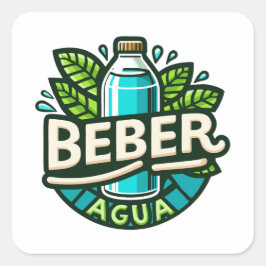 Beber agua quadratischer aufkleber