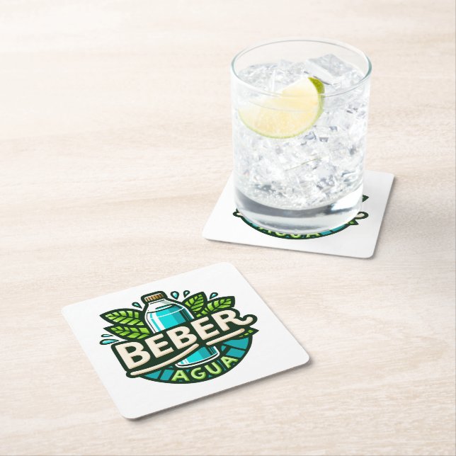 Beber agua rechteckiger pappuntersetzer (Vor Ort)