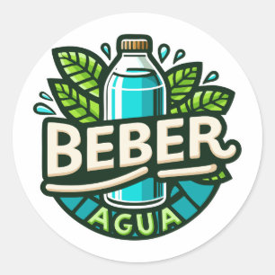 Beber agua runder aufkleber