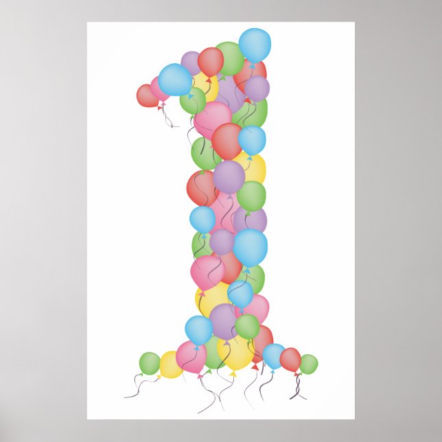 Bébés 1er Ballons de fête d'anniversaire 1 Poster  (Devant)