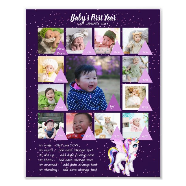 BÉBÉS 1ère année PHOTO COLLAGE 8x12 $5 ou moins! (Devant)