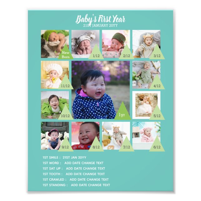 BÉBÉS 1ère année PHOTO COLLAGE 8x12 $5 ou moins! (Devant)