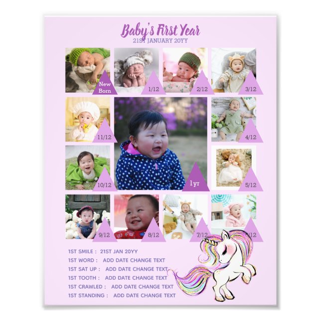 BÉBÉS 1ère année PHOTO COLLAGE 8x12 $5 ou moins! (Devant)
