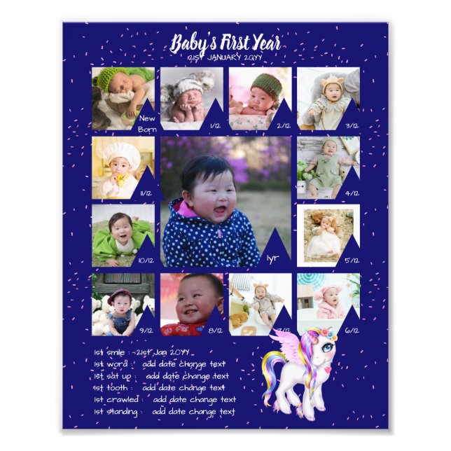 BÉBÉS 1ère année PHOTO COLLAGE 8x12 $5 ou moins! (Devant)