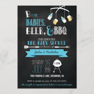 Bébés bleus, bière et invitation de baby shower de