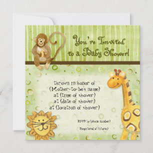 Bébés de la jungle, Baby shower garçon Invitation 