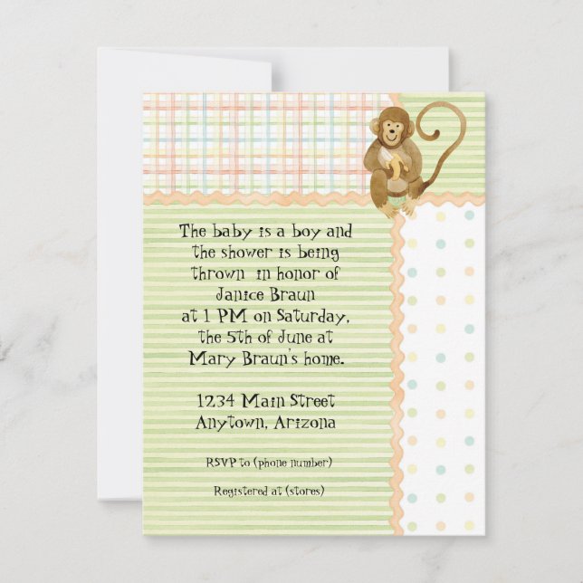Bébés de la jungle, Baby shower garçon Invitation  (Devant)