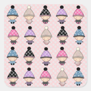 Bébés mignons sur des autocollants de baby shower