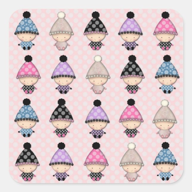 Bébés mignons sur Stickers Baby shower Polkadot Ro (Devant)