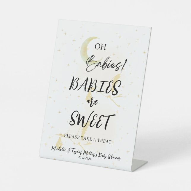 Bébés sont Baby shower doux signe de piédestal (Recto)