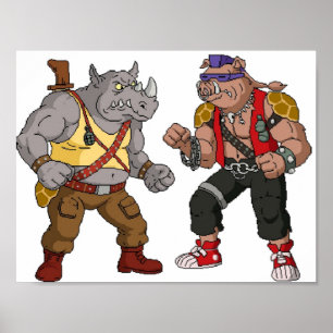 Bebop Rocksteady Funny Großdruck Poster