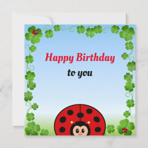 Bécasse Ladybug sur la carte plat d'anniversaire b