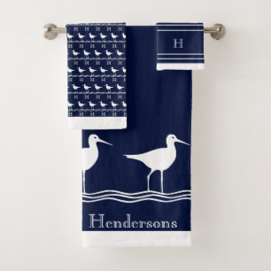 Bécasseau bleu blanc de la marine Monogramme Ba na