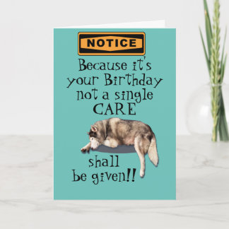 because it's your birthday not a care  bday card karte