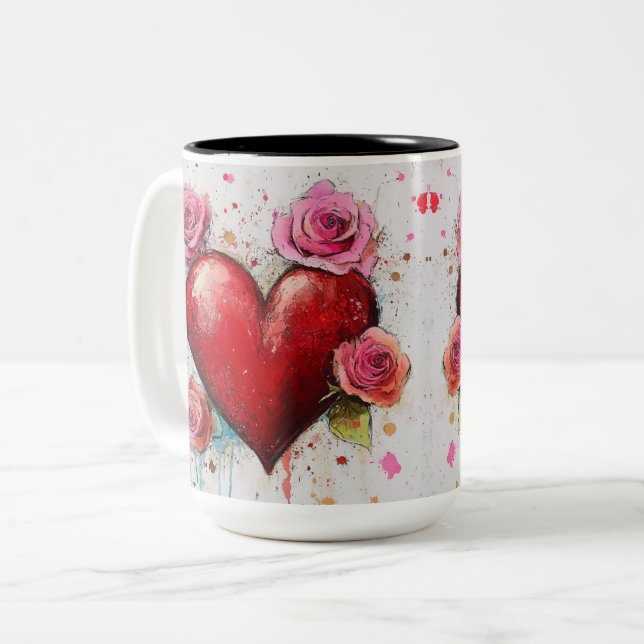 Becher 2 Farben Personalized Valentine Coffee Mug Zweifarbige Tasse (Vorderseite Links)