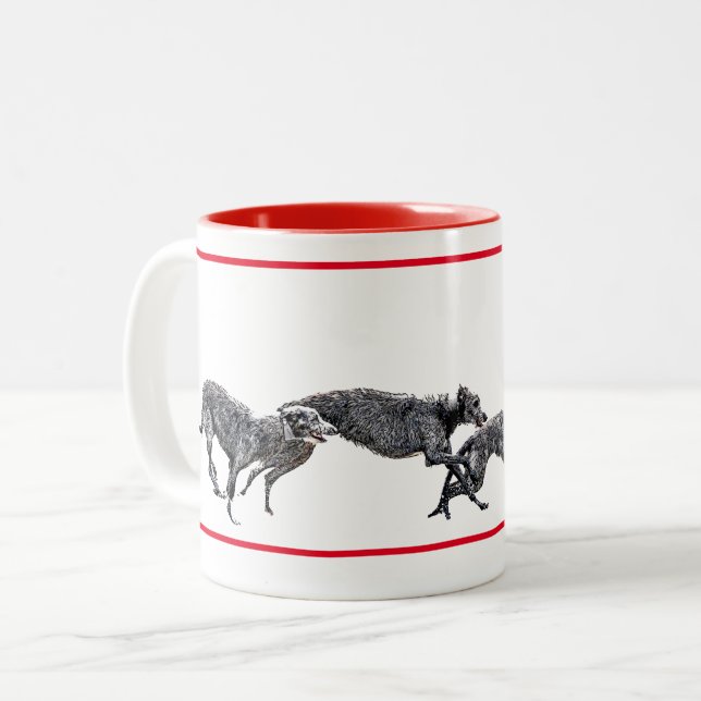 Becher 2 Farben, Scottish Deerhounds Zweifarbige Tasse (Vorderseite Links)
