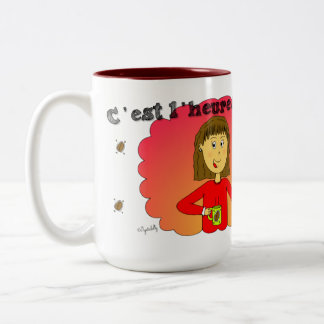 Becher „es ist die Stunde des Kaffees! „ Zweifarbige Tasse