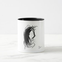 Becher Frauengesicht an den langen Haaren Tasse