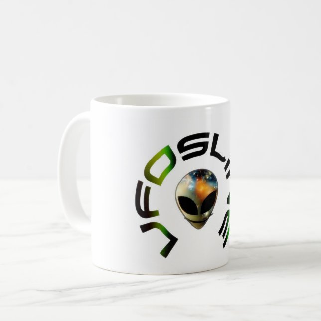Becher mit UfosLine bald Kaffeetasse (Vorderseite Links)