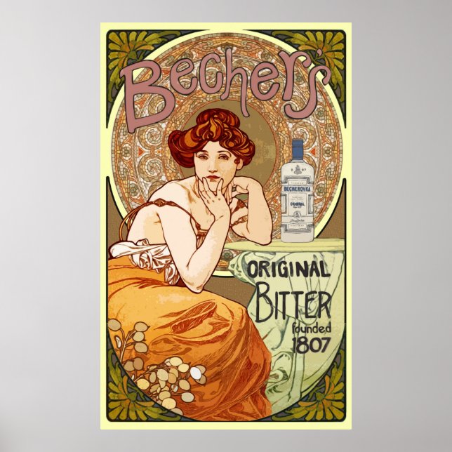 Bechers Bitter alfons Mucha ~ Art Nouveau Poster (Vorne)