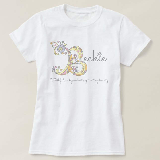 Beckie Girls B Name bedeutet Monogramm Tee (Design vorne)
