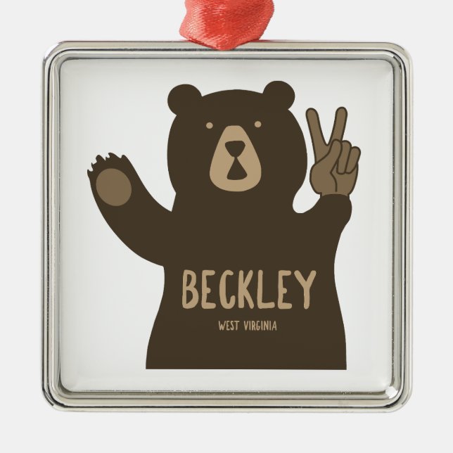 Beckley West Virginia Peace Bear Ornament Aus Metall (Vorne)