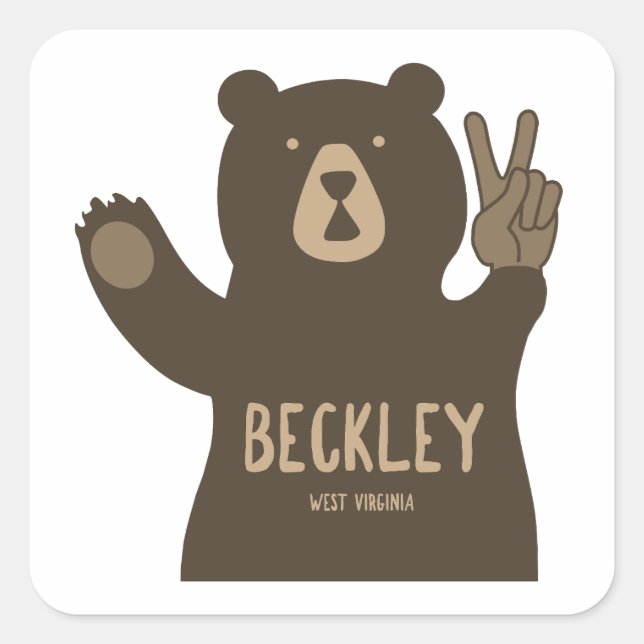 Beckley West Virginia Peace Bear Quadratischer Aufkleber (Vorderseite)