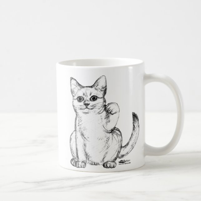 Beckoning Kitty Cat Maneki Neko Kaffeetasse (Rechts)