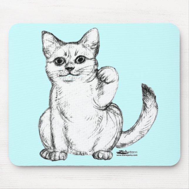 Beckoning Kitty Cat Maneki Neko Mousepad (Vorne)