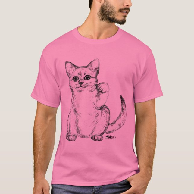 Beckoning Kitty Cat Maneki Neko T-Shirt (Vorderseite)