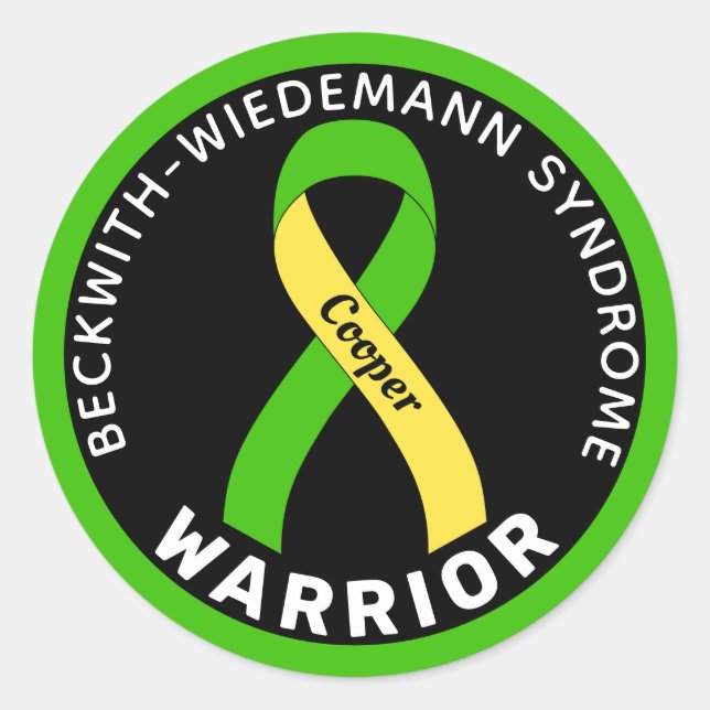 Beckwith-Wiedemann Syndrom Warrior Ribbon Black Runder Aufkleber (Vorderseite)