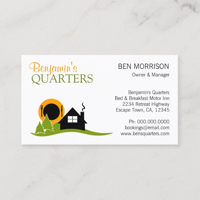 Bed and Breakfast B&B Business Card Visitenkarte (Vorderseite)