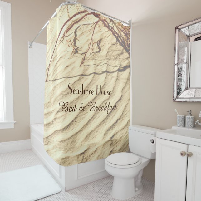 Bed and Breakfast Sand Personalisiert Gastfreundsc Duschvorhang (Beispiel)