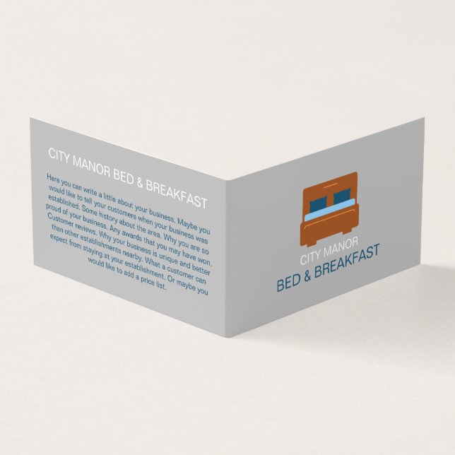 Bed Logo, Bed & Breakfast Unterkunft im Detail Visitenkarten (Vorderseite)