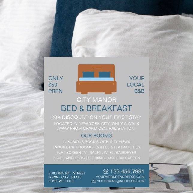 Bed Logo, Bed & Breakfast Unterkunft Werbung Flyer (Von Creator hochgeladen)