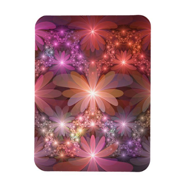 Bed of Blume farbenfrohe Shiny Abstrakte Fraktal K Magnet (Vertikal)