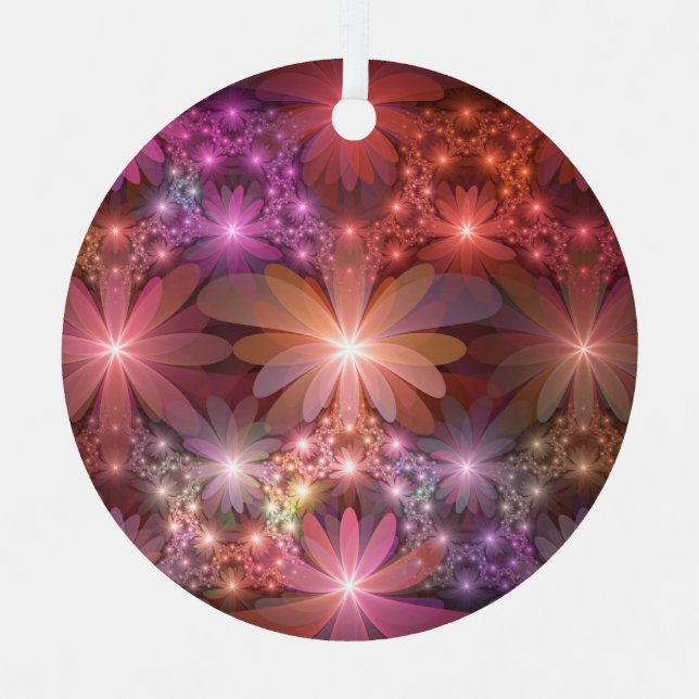 Bed of Blume farbenfrohe Shiny Abstrakte Fraktal K Ornament Aus Metall (Vorderseite)