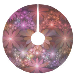 Bed of Blume farbenfrohe Shiny Abstrakte Fraktal K Polyester Weihnachtsbaumdecke