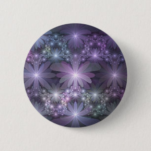Bed of Blume Trendy Shiny Abstraktes Fraktal Kunst Button
