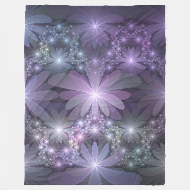 Bed of Blume Trendy Shiny Abstraktes Fraktal Kunst Fleecedecke (Vorderseite)