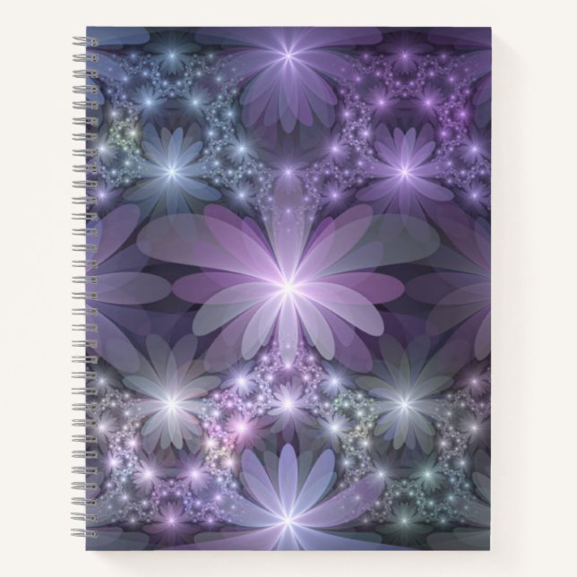 Bed of Blume Trendy Shiny Abstraktes Fraktal Kunst Notizbuch (Vorderseite)