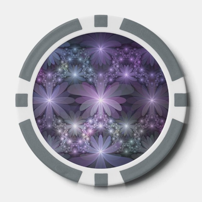 Bed of Blume Trendy Shiny Abstraktes Fraktal Kunst Pokerchips (Vorderseite)
