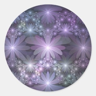 Bed of Blume Trendy Shiny Abstraktes Fraktal Kunst Runder Aufkleber