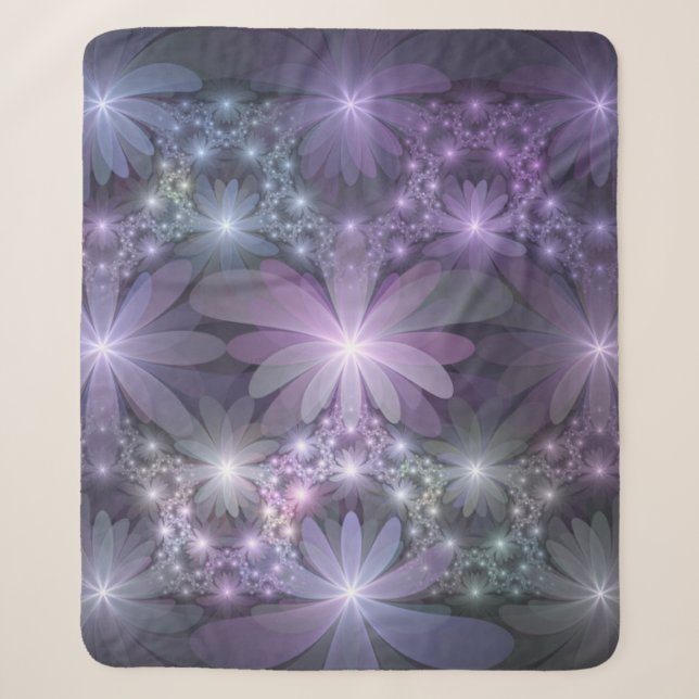 Bed of Blume Trendy Shiny Abstraktes Fraktal Kunst Sherpadecke (Vorderseite)