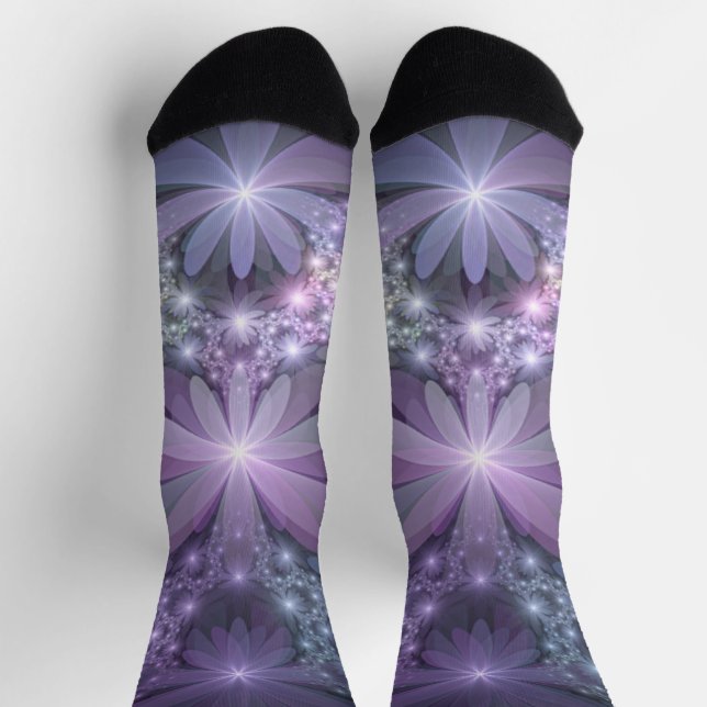 Bed of Blume Trendy Shiny Abstraktes Fraktal Kunst Socken (Oben)