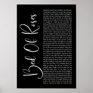 Bed of Rose Black Script Song Lyric Print Poster