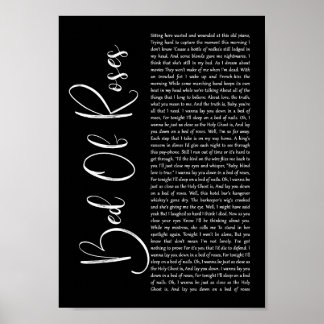 Bed of Rose Black Script Song Lyric Print Poster